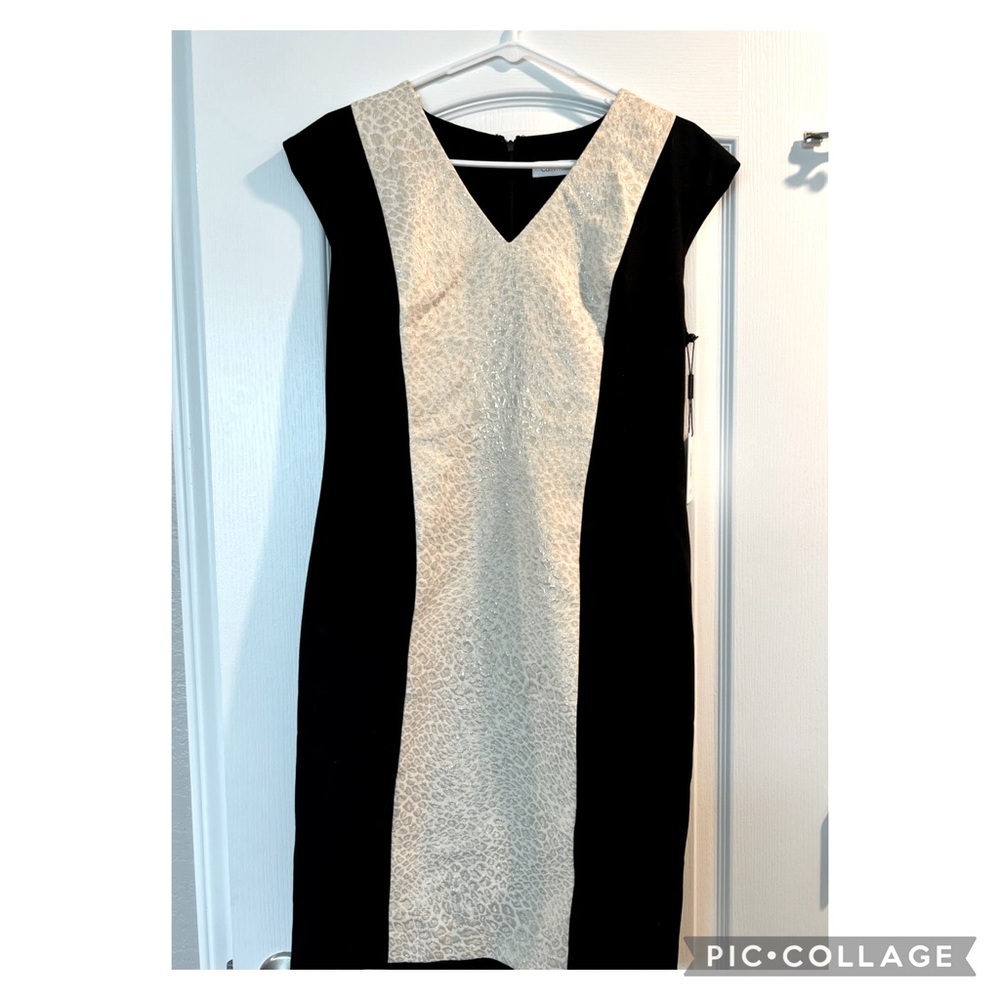 Calvin Klein Black and Gold Leopard print Dress size 8